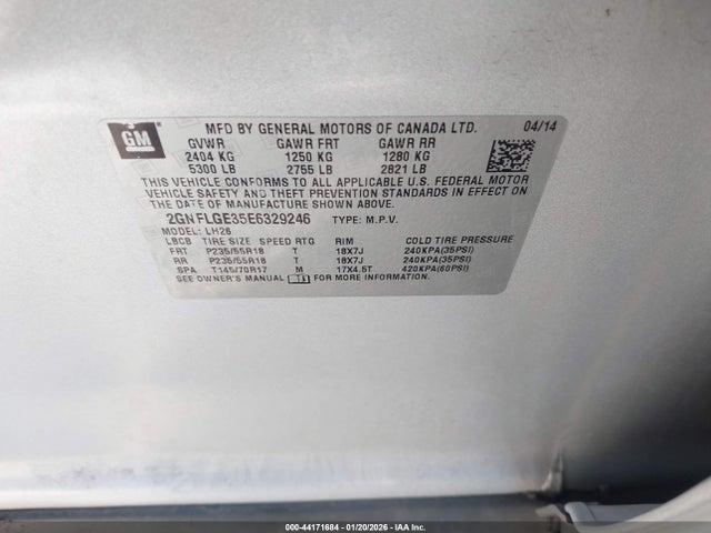 2GNFLGE35E6329246 Chevrolet Equinox 2lt