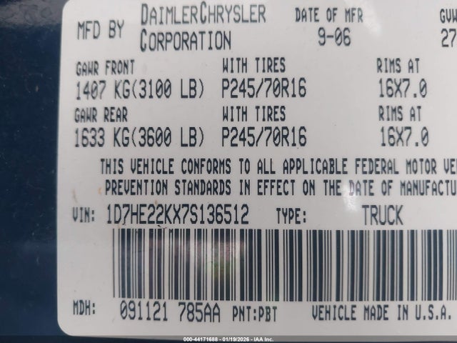 2007 DODGE DAKOTA 1D7HE22KX7S136512 Photo 8