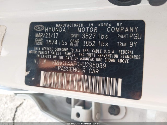 2017 HYUNDAI ACCENT KMHCT4AE0HU295039 Photo 8