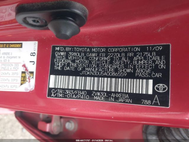 2010 TOYOTA PRIUS JTDKN3DU5A0086559 Photo 8