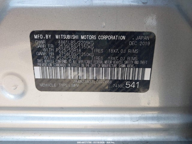 2020 MITSUBISHI OUTLANDER JA4AZ3A31LZ027688 Photo 8