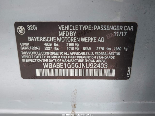 2018 BMW 320I WBA8E1G56JNU92403 Photo 8