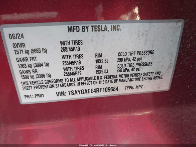 7SAYGAEE4RF109684 Tesla Model Y Long Range Dual Motor All-wheel Drive