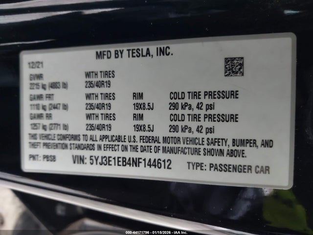 2022 TESLA MODEL 3 5YJ3E1EB4NF144612 Photo 8