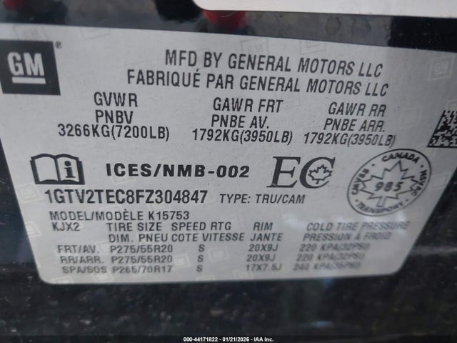 GMC SIERRA 1500 2015 1GTV2TEC8FZ304847 Image 9