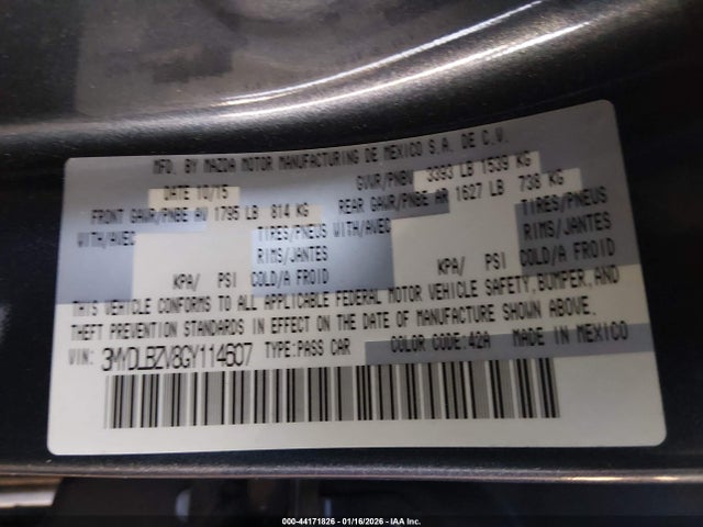 3MYDLBZV8GY114607 Scion IA