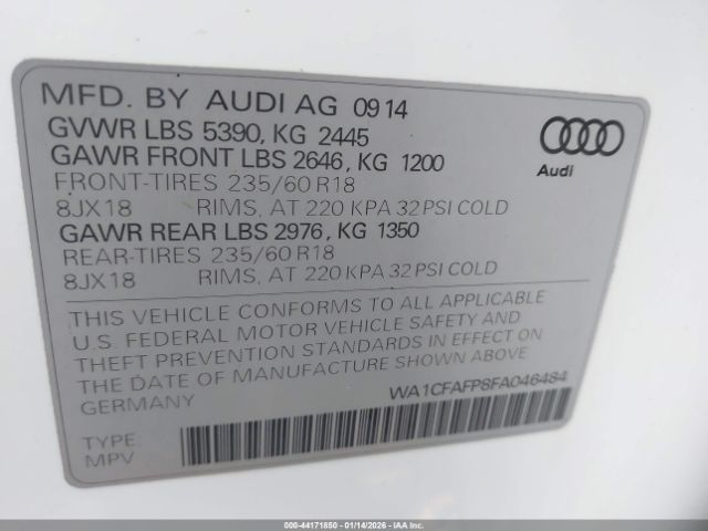 2015 AUDI Q5 WA1CFAFP8FA046484 Photo 8