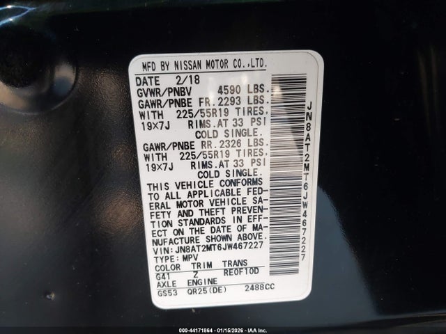 JN8AT2MT6JW467227 Nissan Rogue Sl