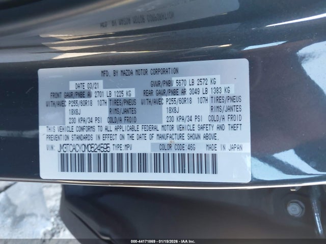 Mazda Cx-9 Touring 2021 JM3TCACY0M0524595 Image 9