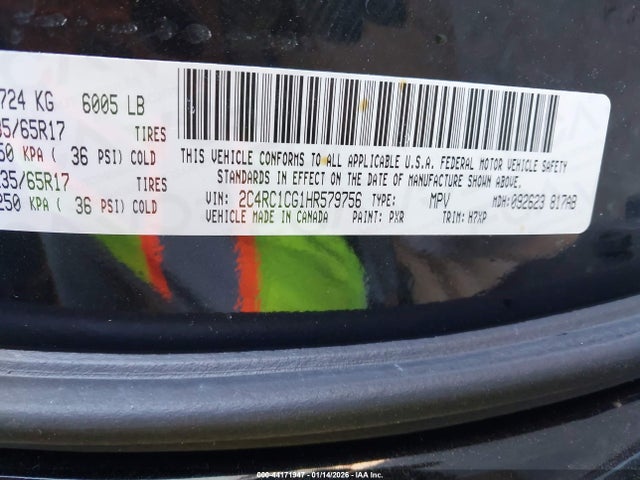 Aukcja sprzedaży 2017 Chrysler Pacifica Lx, vin: 2C4RC1CG1HR579756, numer aukcji: 44171947