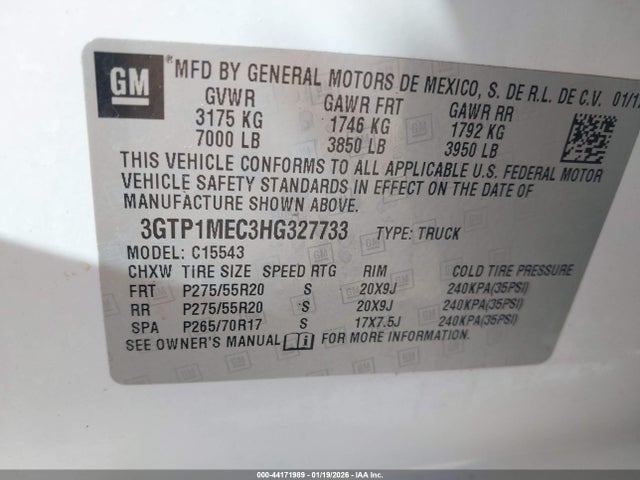 Продажа на аукционе авто 2017 Gmc Sierra 1500 Sle, vin: 3GTP1MEC3HG327733, номер лота: 44171989