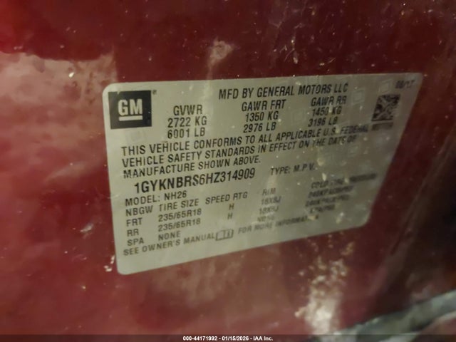 2017 CADILLAC XT5 1GYKNBRS6HZ314909 Photo 8