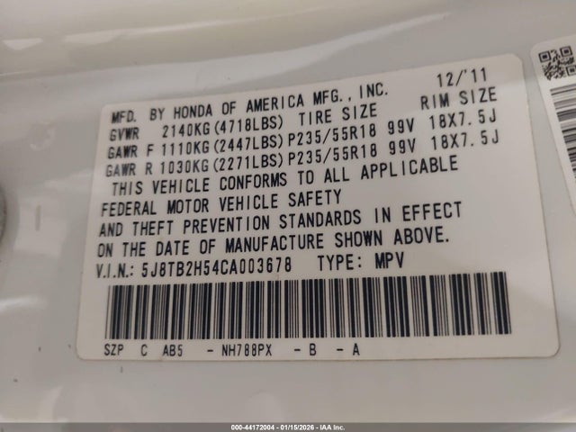 2012 ACURA RDX 5J8TB2H54CA003678 Photo 8