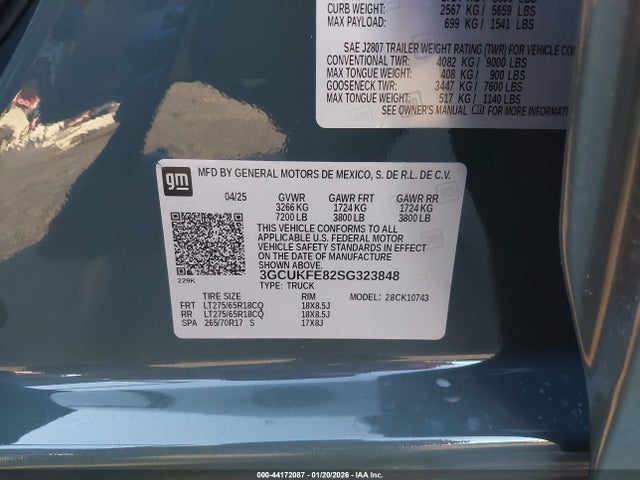 3GCUKFE82SG323848 Chevrolet Silverado 1500 4wd Standard Bed Lt Trail Boss