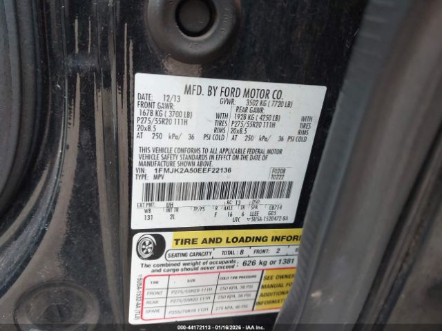 2014 FORD EXPEDITION EL 1FMJK2A50EEF22136 Photo 8