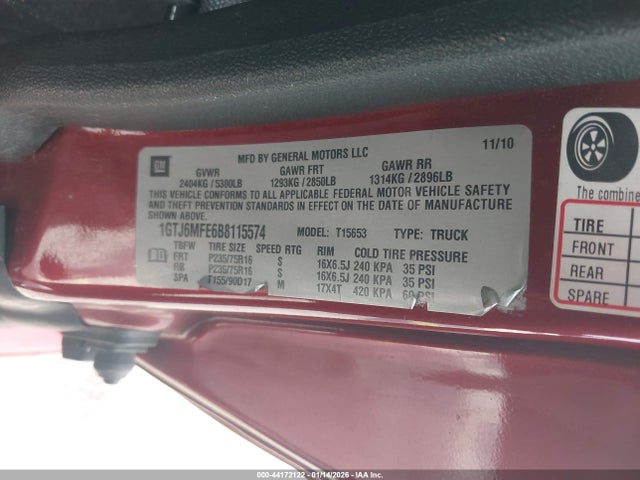 Aukcja sprzedaży 2011 Gmc Canyon Sle1, vin: 1GTJ6MFE6B8115574, numer aukcji: 44172122