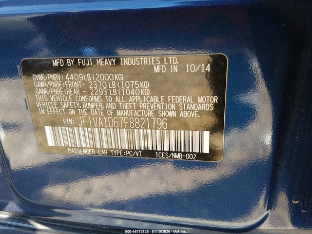 JF1VA1D67F8821796 Subaru Wrx Premium