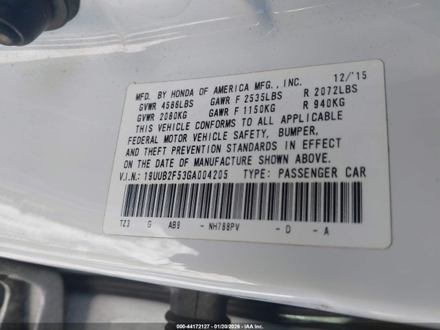 19UUB2F53GA004205 Acura Tlx V6 Tech
