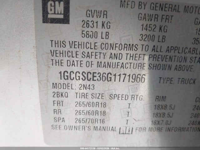 1GCGSCE36G1171966 Chevrolet Colorado Lt