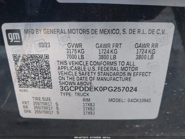 3GCPDDEK0PG257024 Chevrolet Silverado 1500 4wd Standard Bed Lt