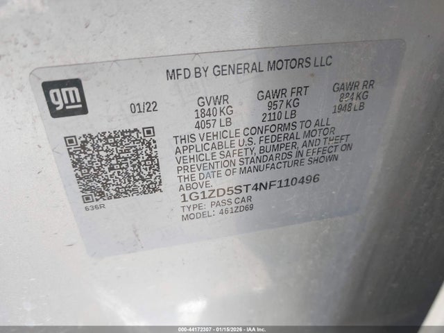2022 CHEVROLET MALIBU 1G1ZD5ST4NF110496 Photo 8