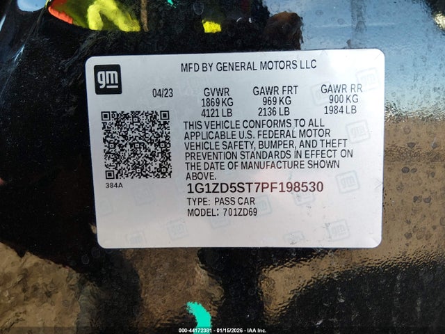 1G1ZD5ST7PF198530 Chevrolet Malibu Fwd 1lt