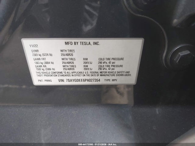 7SAYGDEE6PA027354 Tesla Model Y Awd/long Range Dual Motor All-wheel Drive