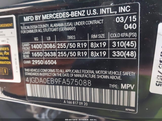 2015 MERCEDES-BENZ ML 250 BLUETEC 4JGDA0EB9FA575088 Photo 8
