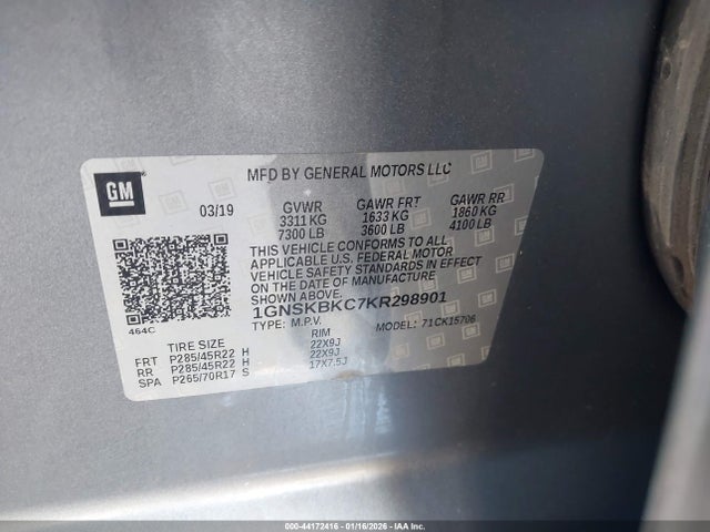 2019 CHEVROLET TAHOE 1GNSKBKC7KR298901 Photo 8
