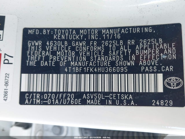4T1BF1FK4HU366095 Toyota CAMRY SE