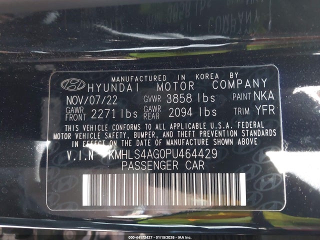 KMHLS4AG0PU464429 Hyundai ELANTRA SEL