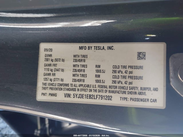 2020 TESLA MODEL 3 5YJ3E1EB2LF791202 Photo 8