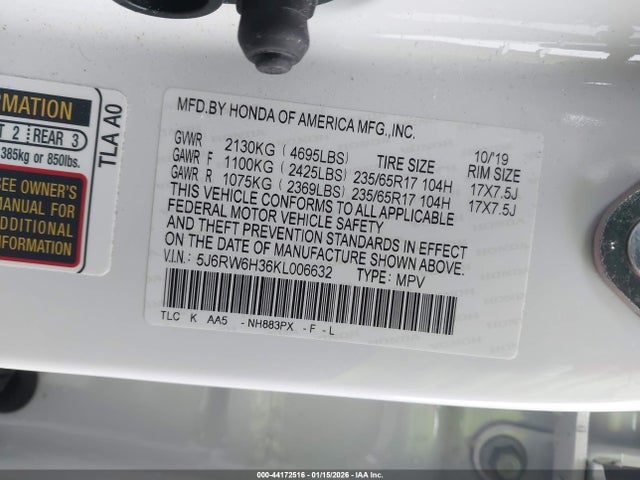 5J6RW6H36KL006632 Honda CR-V LX
