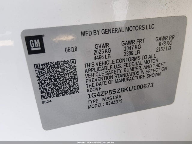 Aukcja sprzedaży 2019 Buick Lacrosse Fwd Essence, vin: 1G4ZP5SZ8KU100673, numer aukcji: 44172536