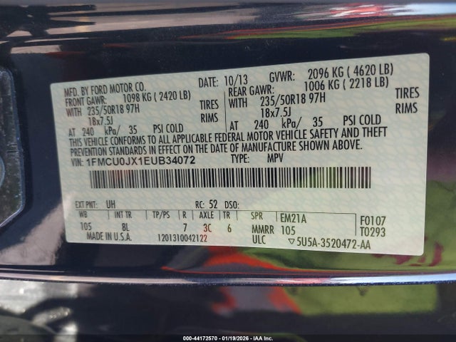1FMCU0JX1EUB34072 Ford Escape Titanium