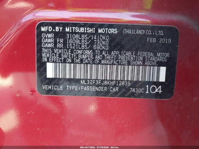 2019 MITSUBISHI MIRAGE G4 ML32F3FJ8KHF12835 Photo 8