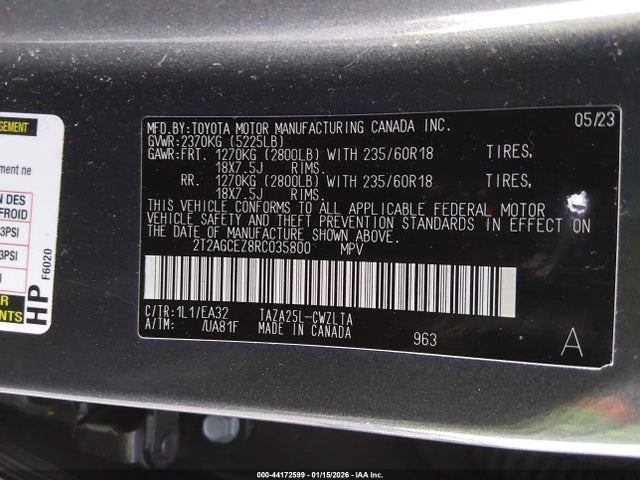 Aukcja sprzedaży 2024 Lexus Nx 350, vin: 2T2AGCEZ8RC035800, numer aukcji: 44172599
