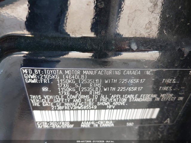 2T3BFREV3HW585549 Toyota RAV4 LE