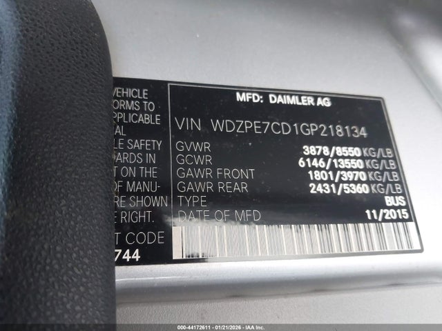 WDZPE7CD1GP218134 Mercedes-Benz Sprinter 2500 Normal Roof
