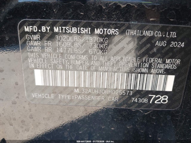 2024 MITSUBISHI MIRAGE ML32AUHJ0RH025573 Photo 8