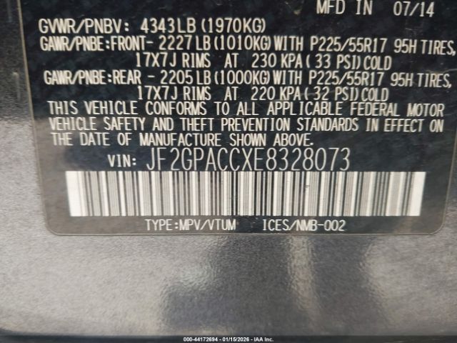 2014 SUBARU XV CROSSTREK JF2GPACCXE8328073 Photo 8