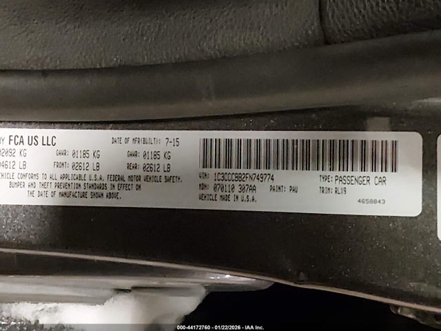 Продаж на аукціоні авто 2015 Chrysler 200 S, vin: 1C3CCCBB2FN749774, номер лоту: 44172760