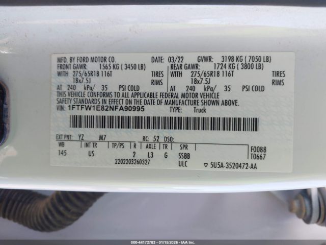 2022 FORD F-150 1FTFW1E82NFA90995 Photo 8