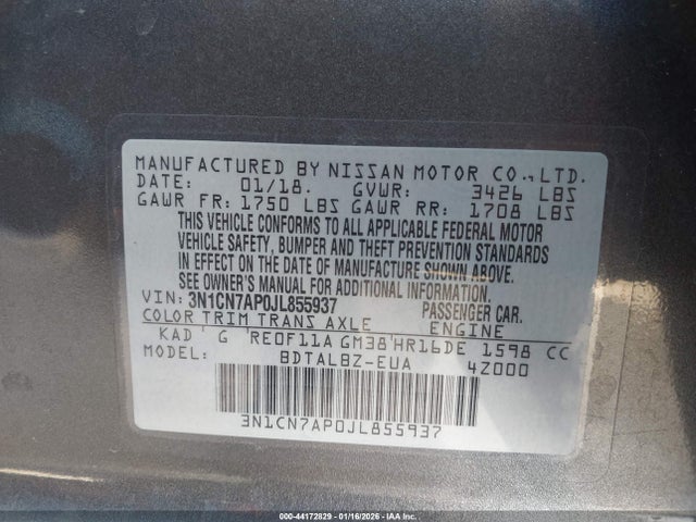 Nissan Versa 1.6 Sv 2018 3N1CN7AP0JL855937 Image 9