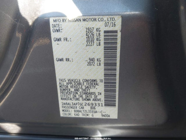 1N4AL3AP7GC269331 Nissan Altima 2.5 Sl
