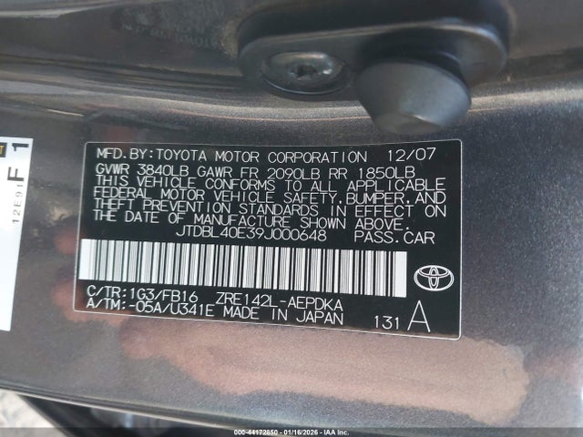2009 TOYOTA COROLLA JTDBL40E39J000648 Photo 8