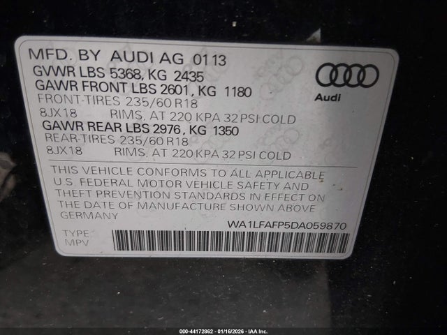 2013 AUDI Q5 WA1LFAFP5DA059870 Photo 8