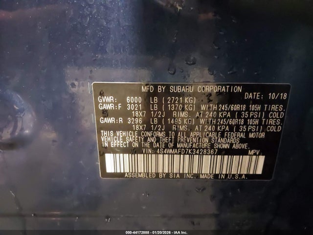 4S4WMAFD7K3428367 Subaru Ascent Premium