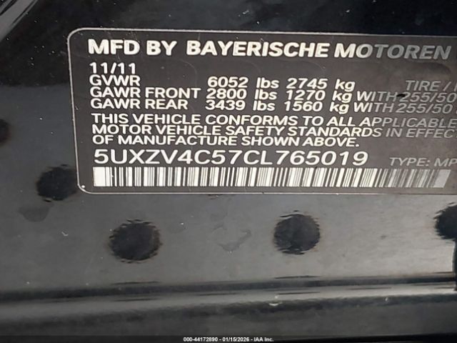 2012 BMW X5 5UXZV4C57CL765019 Photo 8