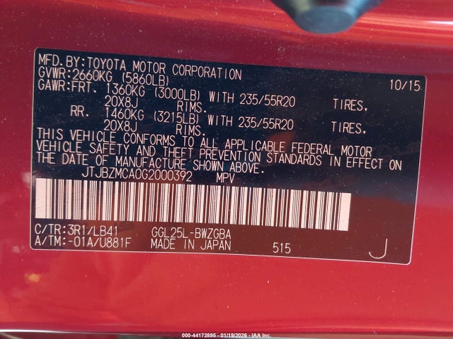 2016 LEXUS RX 350 JTJBZMCA0G2000392 Photo 8